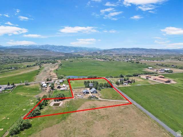 2125 E Elk Meadow Cir, Kamas, UT 84036 - aerial view of sparsely populated area with mountains and property parcel outlined