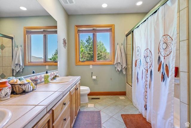 2125 E Elk Meadow Cir, Kamas, UT 84036 - full bathroom with double vanity, tile patterned floors, and recessed lighting