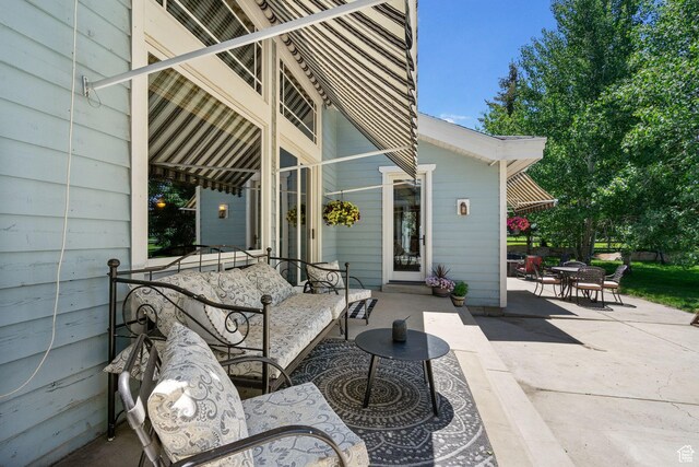 2125 E Elk Meadow Cir, Kamas, UT 84036 - view of patio / terrace with an outdoor hangout area and outdoor dining space