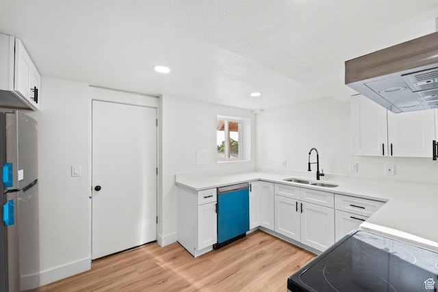 10 S 1400 E, Pleasant Grove, UT 84062 - kitchen featuring dishwasher, refrigerator, light wood finished floors, white cabinetry, and light countertops