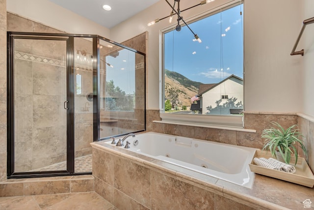 4067 W View Pointe Dr N, Highland, UT 84003 - bathroom with a tub with jets and a shower stall