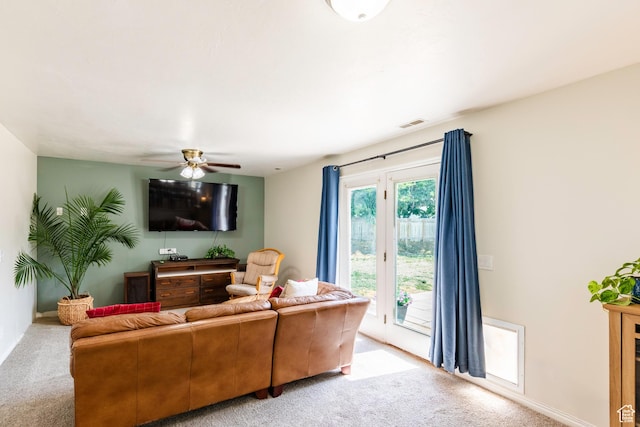 14048 S Van Cott Peak Cir W, Riverton, UT 84096 - living area featuring light carpet and a ceiling fan