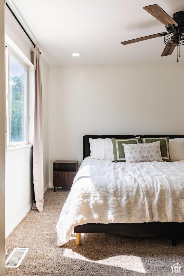 14048 S Van Cott Peak Cir W, Riverton, UT 84096 - bedroom featuring carpet floors, ceiling fan, and recessed lighting