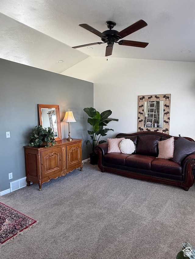14048 S Van Cott Peak Cir W, Riverton, UT 84096 - carpeted living area with ceiling fan and lofted ceiling