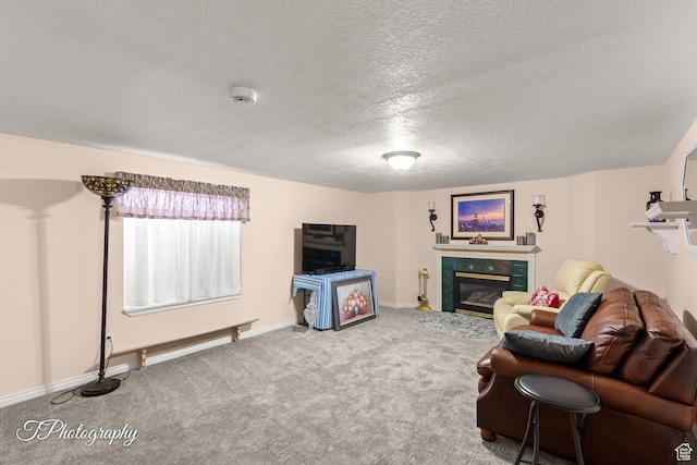 180 N 1100 E Unit 190, Washington, UT 84780 - carpeted living room featuring a fireplace and a textured ceiling