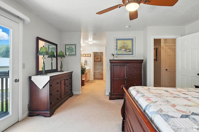 36 N Main St, Mantua, UT 84324 - bedroom featuring light carpet, access to outside, and ceiling fan
