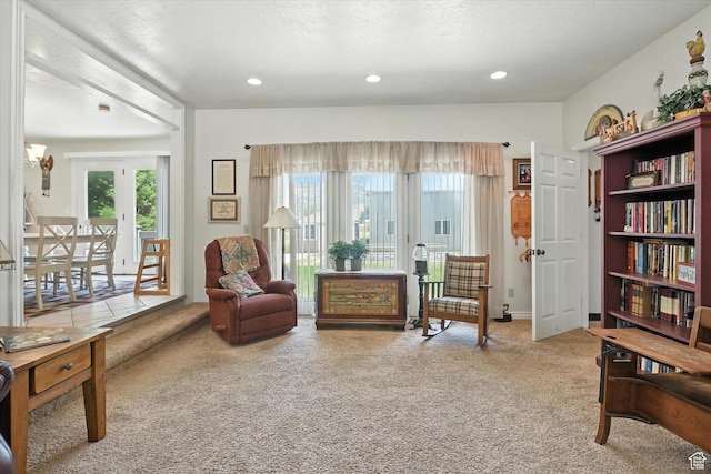 36 N Main St, Mantua, UT 84324 - sitting room featuring plenty of natural light, carpet, recessed lighting, and a textured ceiling