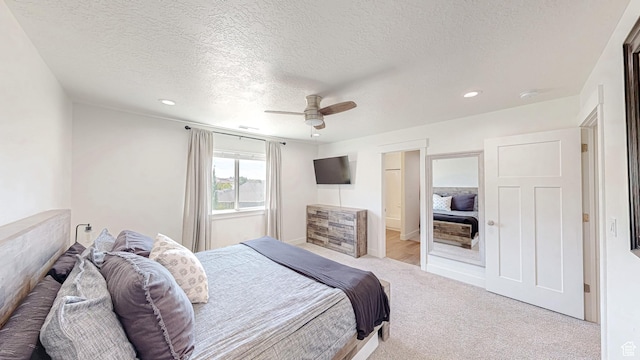 628 E 625 S, Nephi, UT 84648 - bedroom with a textured ceiling, carpet flooring, recessed lighting, and ceiling fan