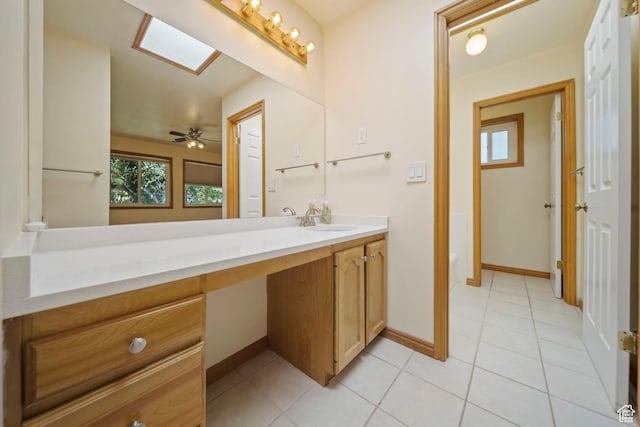 8463 S Jackson Hole Dr E, Sandy, UT 84093 - full bath featuring vanity, a skylight, and tile patterned flooring