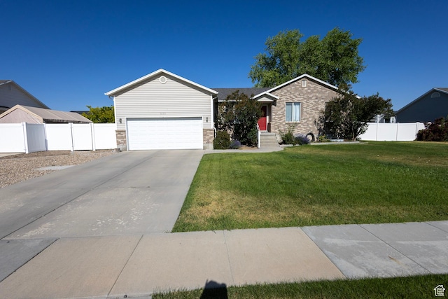 8298 S Festive Way, West Jordan, UT 84088 - ranch-style house with a garage, concrete driveway, and stone siding