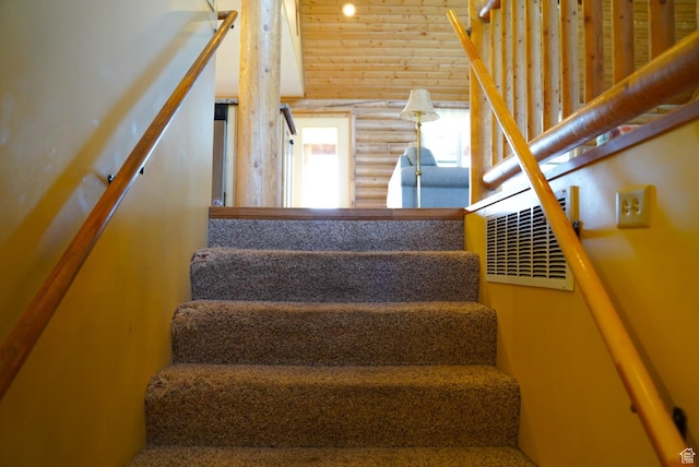11495 E 16000 N, Mount Pleasant, UT 84647 - staircase featuring rustic walls and a towering ceiling