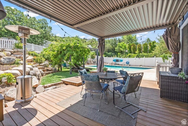4104 S Bridlewood Dr E, Bountiful, UT 84010 - wooden deck featuring a fenced backyard and outdoor dining area