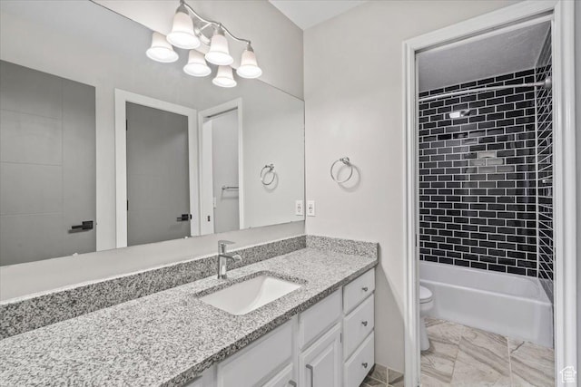 4104 S Bridlewood Dr E, Bountiful, UT 84010 - full bath featuring vanity, shower / washtub combination, a chandelier, and marble finish floors