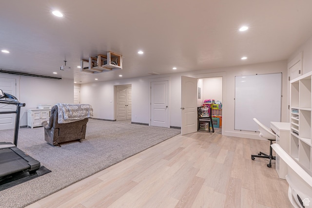 536 N 770 W, Smithfield, UT 84335 - workout room featuring light wood-style flooring and recessed lighting