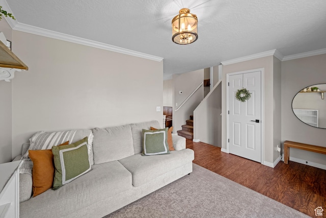 318 W 850 N, Springville, UT 84663 - unfurnished living room featuring wood finished floors, stairway, crown molding, and a chandelier