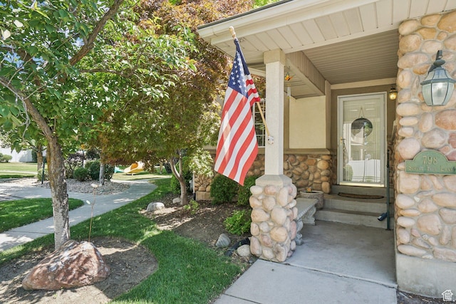 798 E Spruce Tree Ln, Sandy, UT 84094 - property entrance with stone siding and stucco siding