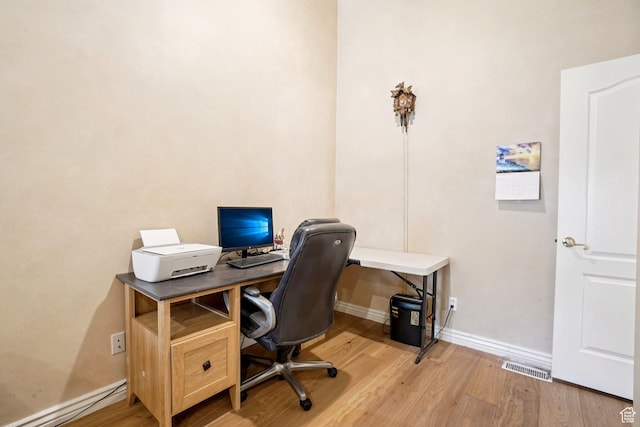 798 E Spruce Tree Ln, Sandy, UT 84094 - home office featuring light wood-type flooring and baseboard heating