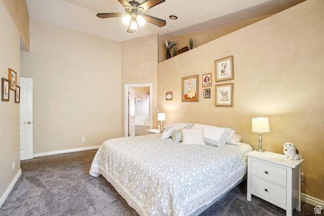 798 E Spruce Tree Ln, Sandy, UT 84094 - bedroom with dark carpet and a ceiling fan