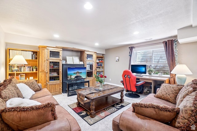 798 E Spruce Tree Ln, Sandy, UT 84094 - living area featuring recessed lighting, an office area, and carpet flooring