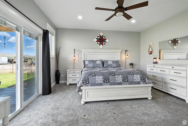 968 S 5400 W, Malad City, ID 83252 - carpeted bedroom with access to outside, recessed lighting, and ceiling fan