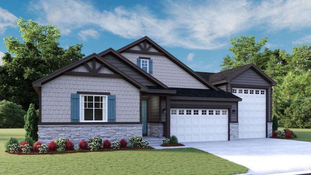 653 S Maxwell Dr W Unit 603, Grantsville, UT 84029 - craftsman inspired home featuring stone siding, a garage, and a front lawn