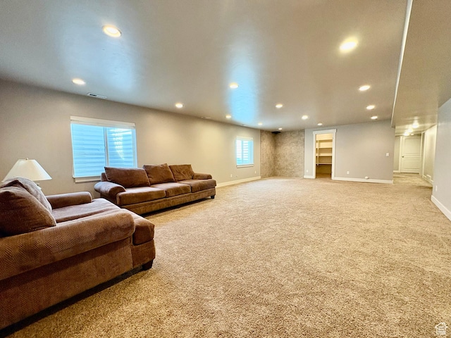 966 E 2810 S, Heber City, UT 84032 - carpeted living area with recessed lighting and built in shelves