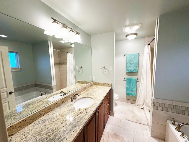 966 E 2810 S, Heber City, UT 84032 - bathroom with vanity, a bath, tile patterned flooring, and a shower with curtain