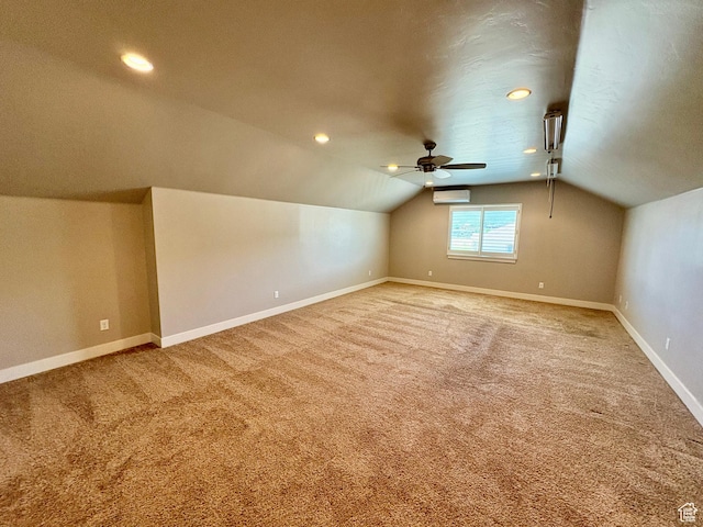 966 E 2810 S, Heber City, UT 84032 - bonus room featuring vaulted ceiling, carpet flooring, ceiling fan, a wall mounted air conditioner, and recessed lighting