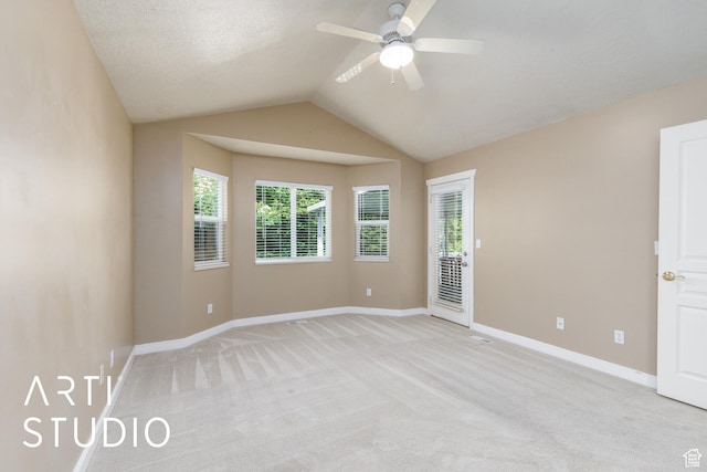 2063 N 775 E, North Ogden, UT 84414 - unfurnished room with a ceiling fan, healthy amount of natural light, light carpet, and lofted ceiling