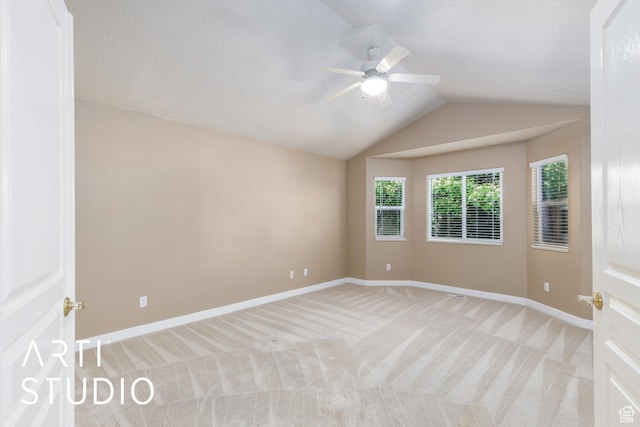 2063 N 775 E, North Ogden, UT 84414 - empty room featuring light colored carpet, lofted ceiling, and a ceiling fan