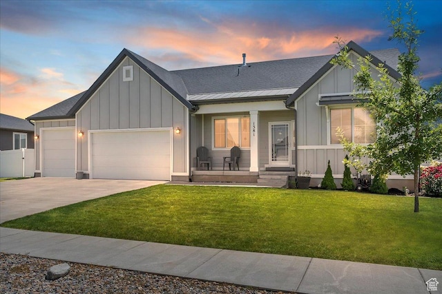 1381 W 425 S, Layton, UT 84041 - modern inspired farmhouse featuring board and batten siding, a standing seam roof, driveway, and a porch