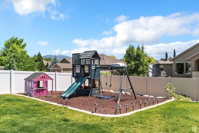 1381 W 425 S, Layton, UT 84041 - view of playground featuring a fenced backyard and a mountain view