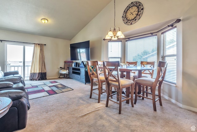 6088 W Graceland Way, West Jordan, UT 84081 - carpeted dining room with a chandelier, plenty of natural light, and high vaulted ceiling