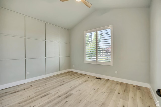 468 W Sunnyrise Ln S, Stansbury Park, UT 84074 - empty room with ceiling fan, wood finished floors, and lofted ceiling