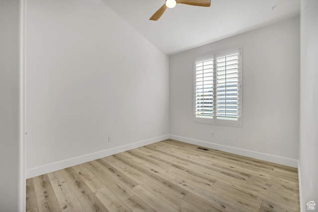 468 W Sunnyrise Ln S, Stansbury Park, UT 84074 - unfurnished room with lofted ceiling, a ceiling fan, and wood finished floors