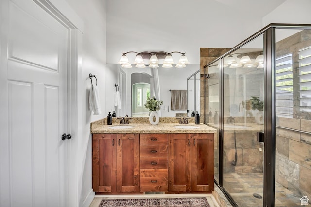 468 W Sunnyrise Ln S, Stansbury Park, UT 84074 - full bathroom featuring double vanity and a shower stall