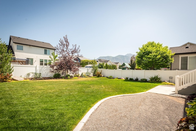 244 W 380 S Unit 10B, American Fork, UT 84003 - fenced backyard featuring a mountain view, a patio area, and a residential view