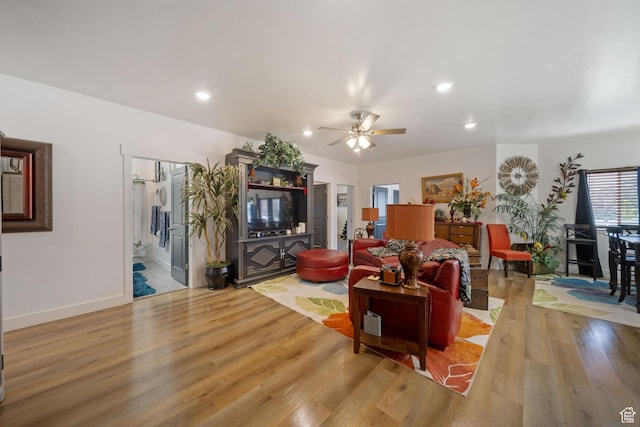 3601 S 5650 W, West Valley City, UT 84128 - living area featuring light wood finished floors, ceiling fan, and recessed lighting