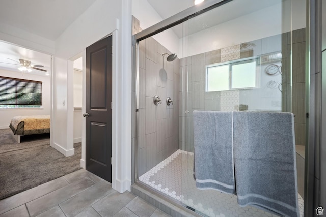 3601 S 5650 W, West Valley City, UT 84128 - bathroom featuring ensuite bathroom, a tile shower, and ceiling fan