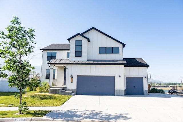 1272 E 1470 N, Payson, UT 84651 - modern farmhouse featuring a standing seam roof, board and batten siding, and driveway