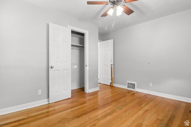 341 E 700 N, Spanish Fork, UT 84660 - unfurnished bedroom featuring light wood-style floors, a closet, and a ceiling fan