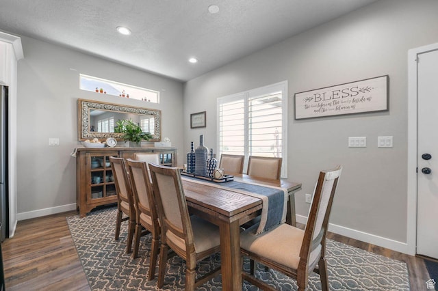 5671 S 650 E, Washington Terrace, UT 84405 - dining room featuring wood finished floors, recessed lighting, and a textured ceiling