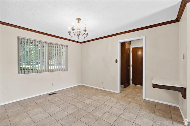 666 E Shelly Ave N, American Fork, UT 84003 - spare room featuring a chandelier, crown molding, and light tile patterned flooring