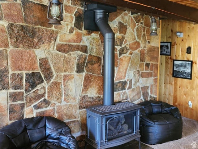 11829 Falcon Pt Unit H21, Huntsville, UT 84317 - detailed view of a wood stove and wood walls
