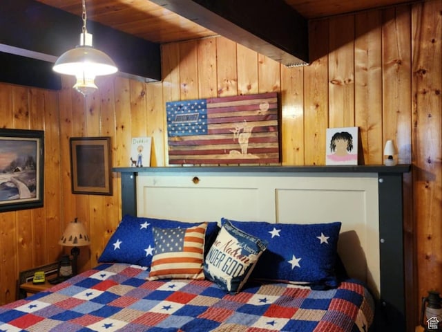 11829 Falcon Pt Unit H21, Huntsville, UT 84317 - bedroom featuring wood walls and beam ceiling