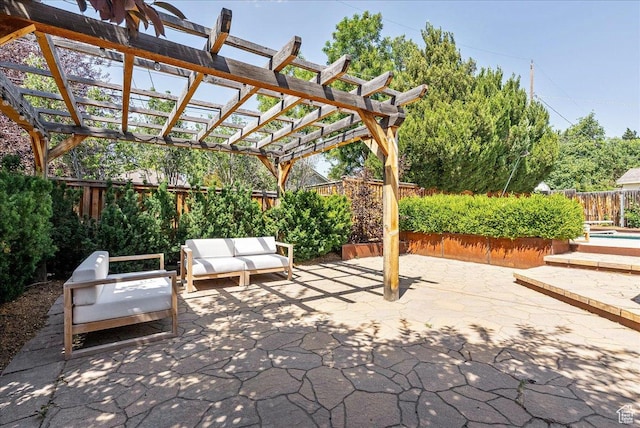 1351 E Browning Ave S, Salt Lake City, UT 84105 - fenced backyard with an outdoor living space, a patio area, and a pergola