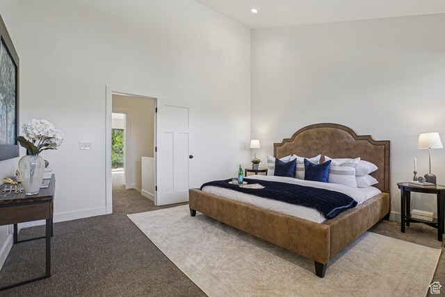 2174 Fenchurch Dr, Park City, UT 84060 - carpeted bedroom with a high ceiling and recessed lighting