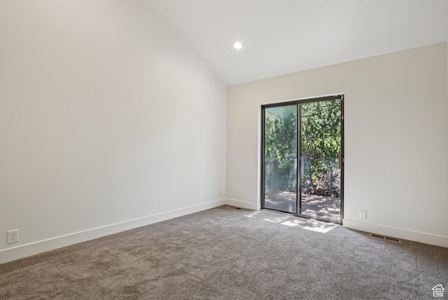 2174 Fenchurch Dr, Park City, UT 84060 - spare room featuring vaulted ceiling, carpet, and recessed lighting