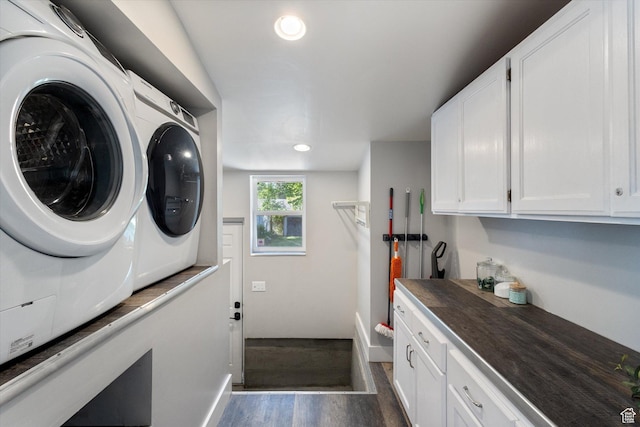 754 E 500 S, Provo, UT 84606 - washroom with washer and dryer, cabinet space, dark wood-type flooring, and recessed lighting