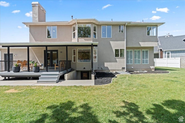 692 E Country Breeze Cir S, Draper, UT 84020 - rear view of house with a chimney, stucco siding, and a wooden deck